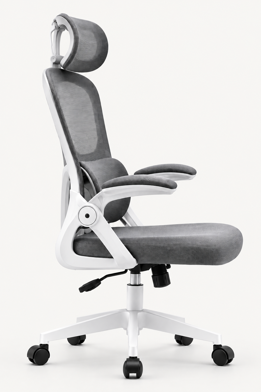 PureMesh Air — Fauteuil de bureau ergonomique en maille blanc et gris