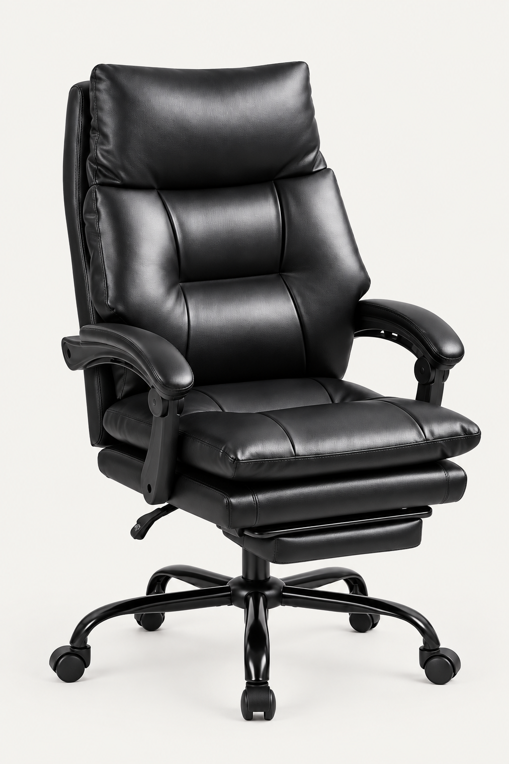 LoungeBack 135 — Fauteuil de bureau capitonné avec repose-pieds intégré