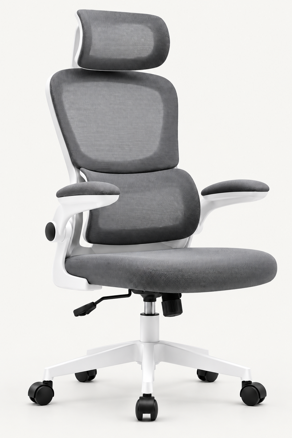 PureMesh Air — Fauteuil de bureau ergonomique en maille blanc et gris