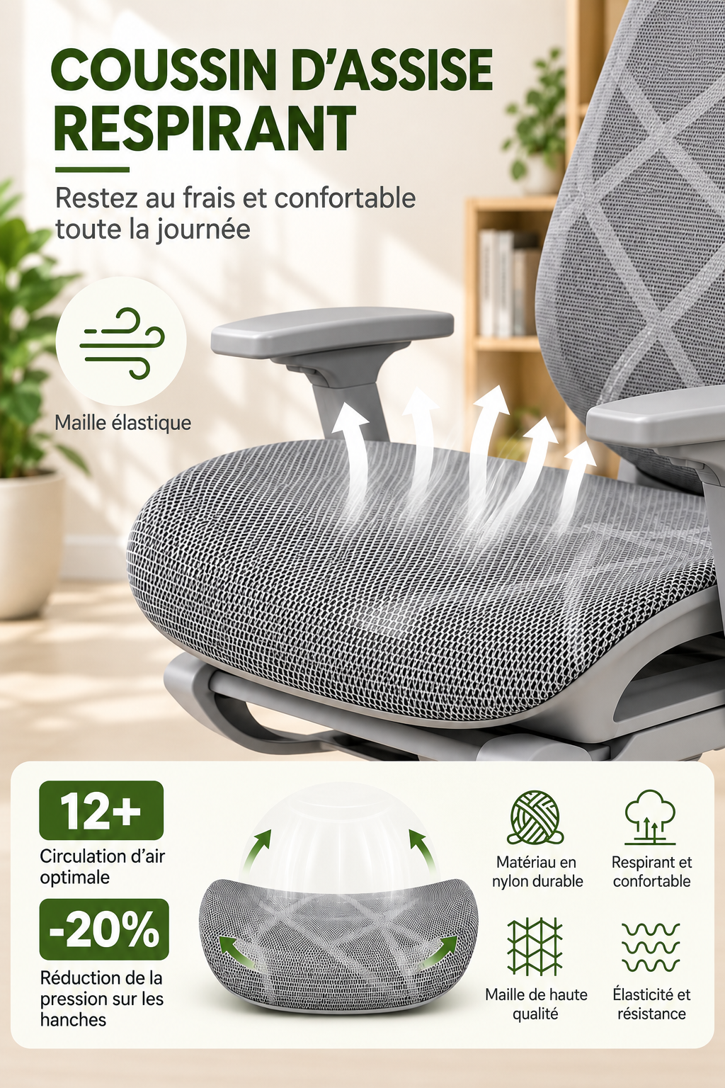 Ergo Recline 135 — Fauteuil de bureau multi-positions avec repose-pieds