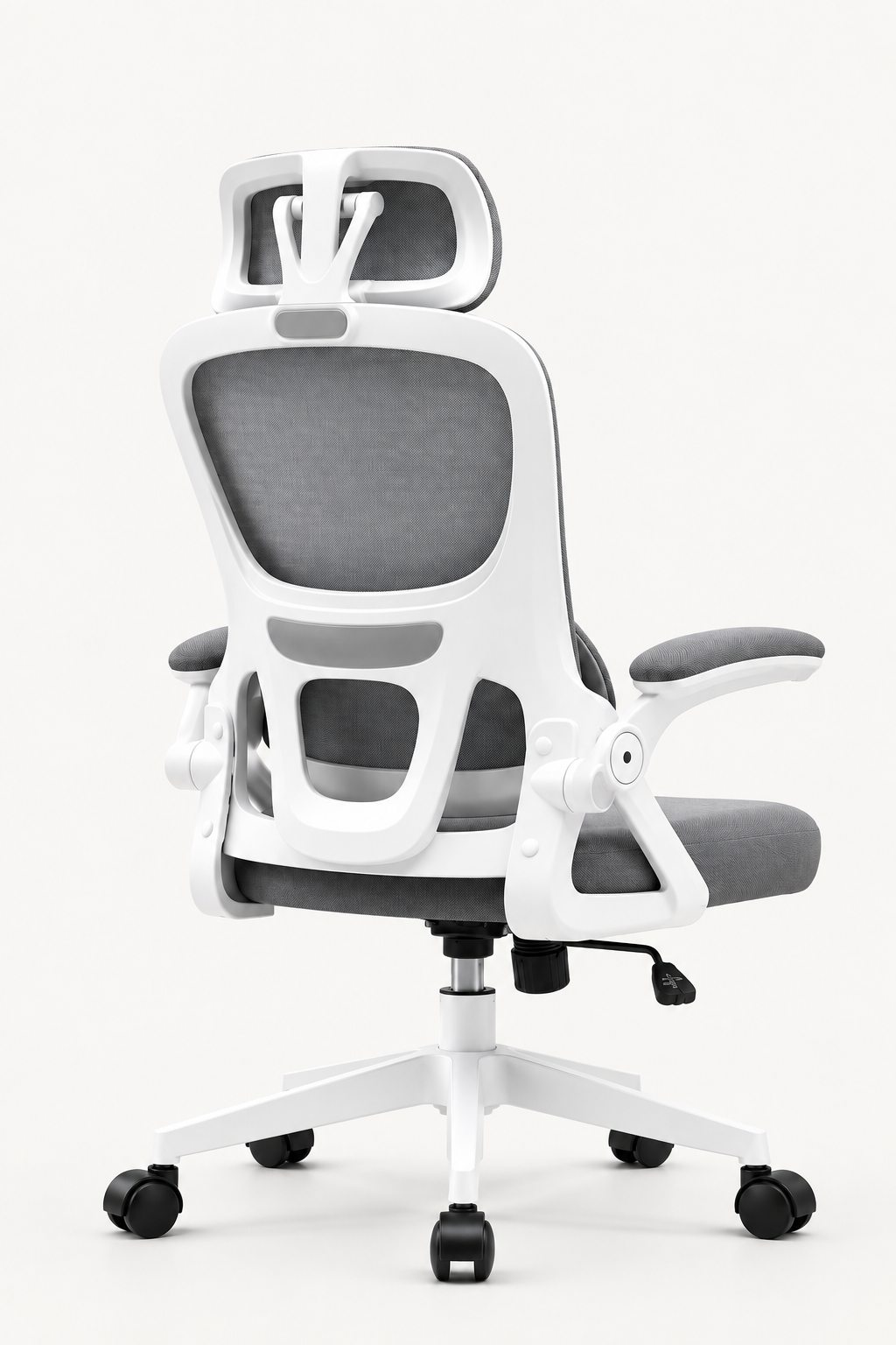 PureMesh Air — Fauteuil de bureau ergonomique en maille blanc et gris