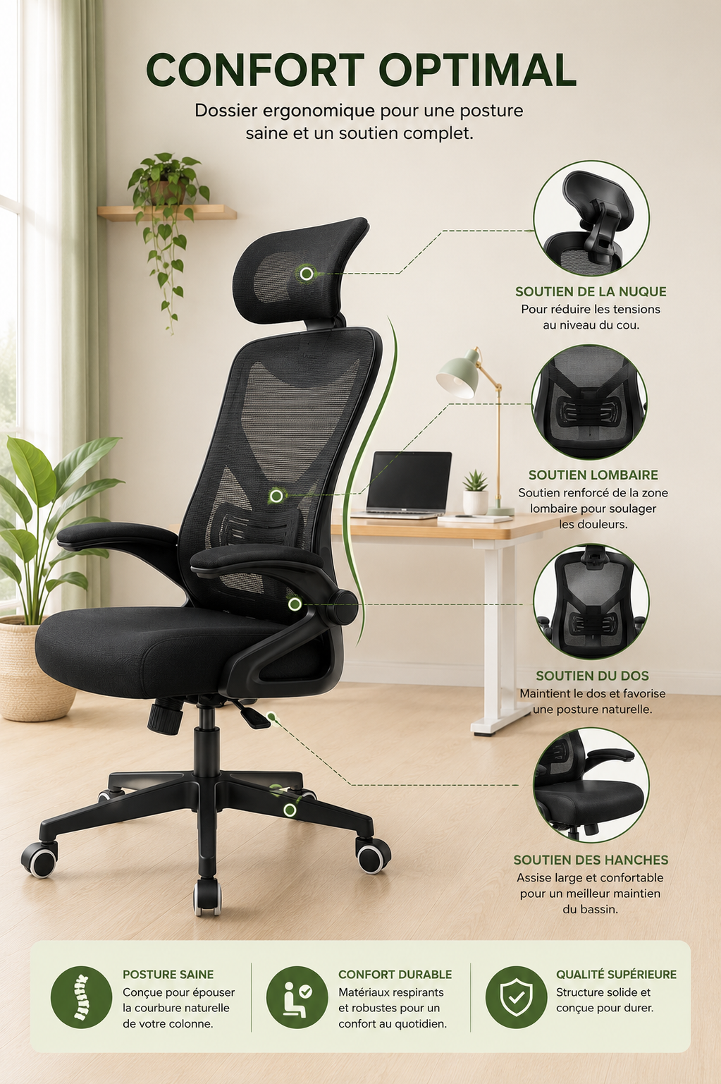 AirMesh 360 — Fauteuil de bureau ergonomique tout maille