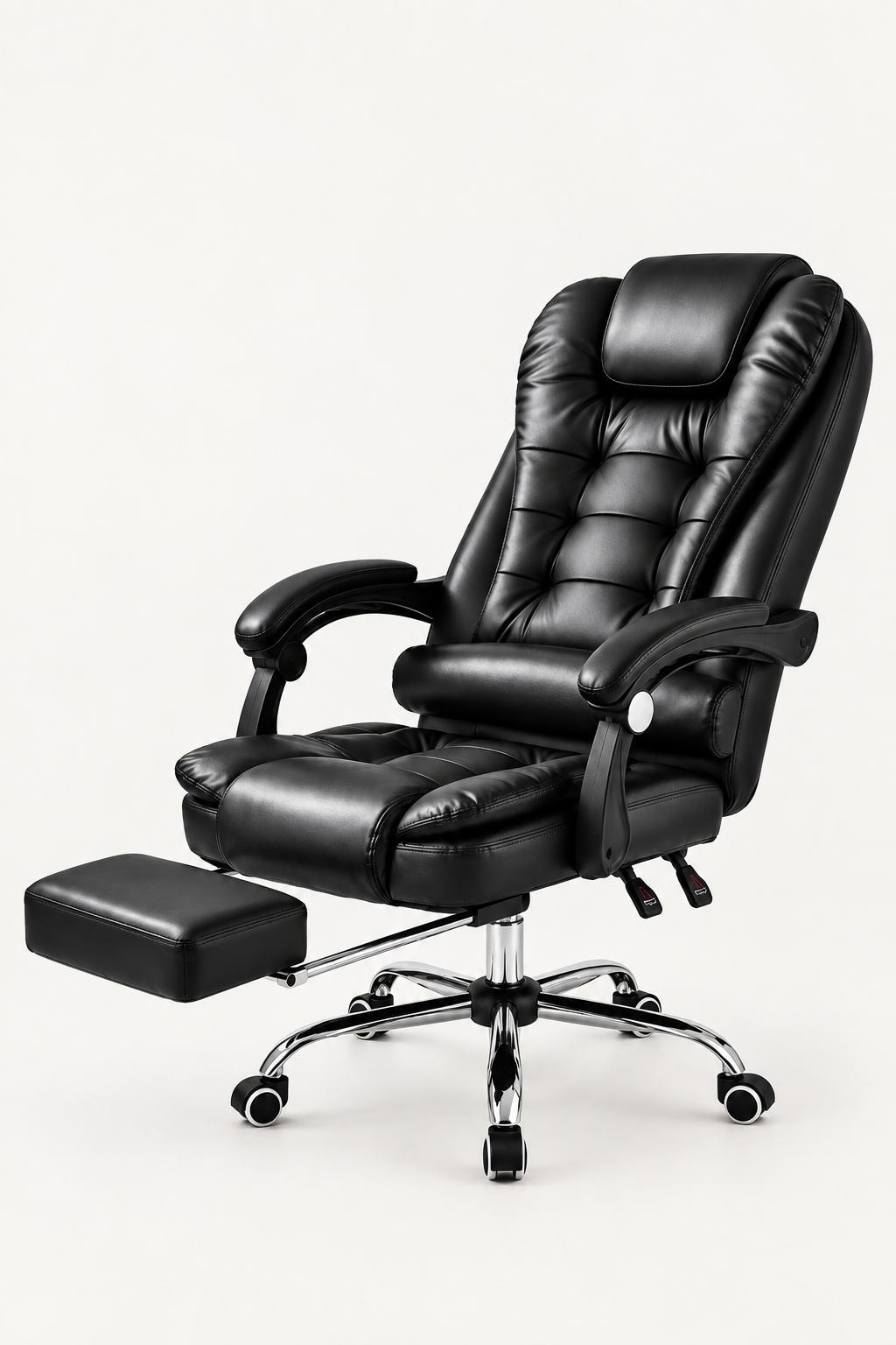 RecliMax 170 — Fauteuil de bureau matelassé avec repose-pieds escamotable similicuir, inclinaison 170°