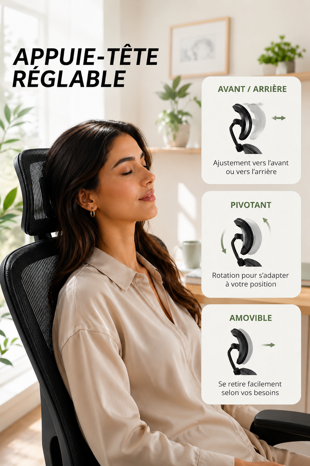 DualBack Elite — Fauteuil de bureau ergonomique à dossier double et accoudoirs 4D mesh noir, haut de gamme