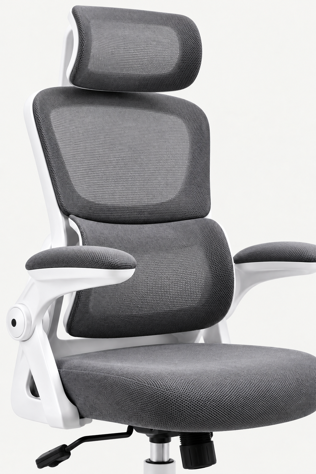 PureMesh Air — Fauteuil de bureau ergonomique en maille blanc et gris
