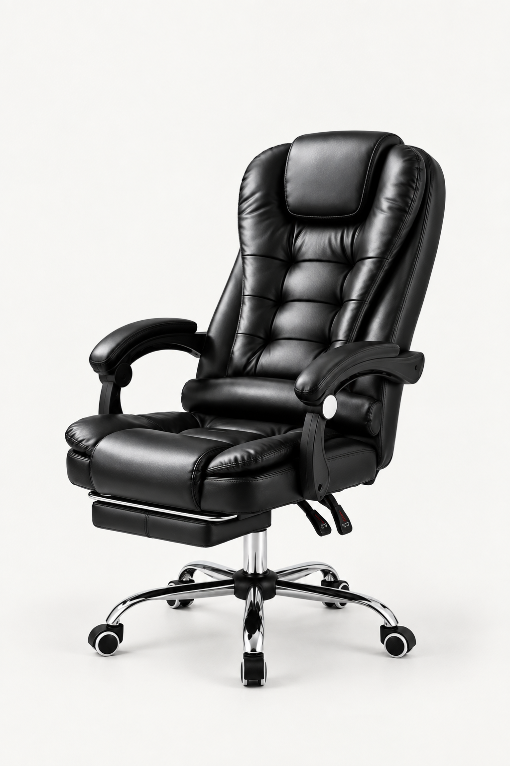 RecliMax 170 — Fauteuil de bureau matelassé avec repose-pieds escamotable similicuir, inclinaison 170°