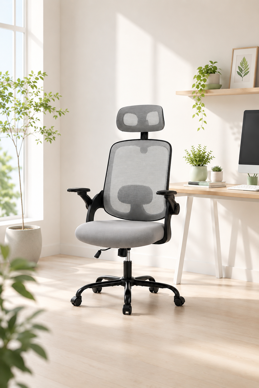 FlexArm Pro — Fauteuil de bureau ergonomique à appui-tête et accoudoirs réglables