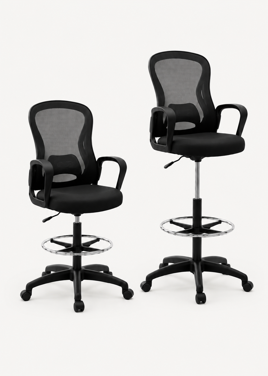 HighDesk Duo — Lot de 2 chaises de bureau assis-debout avec repose-pieds