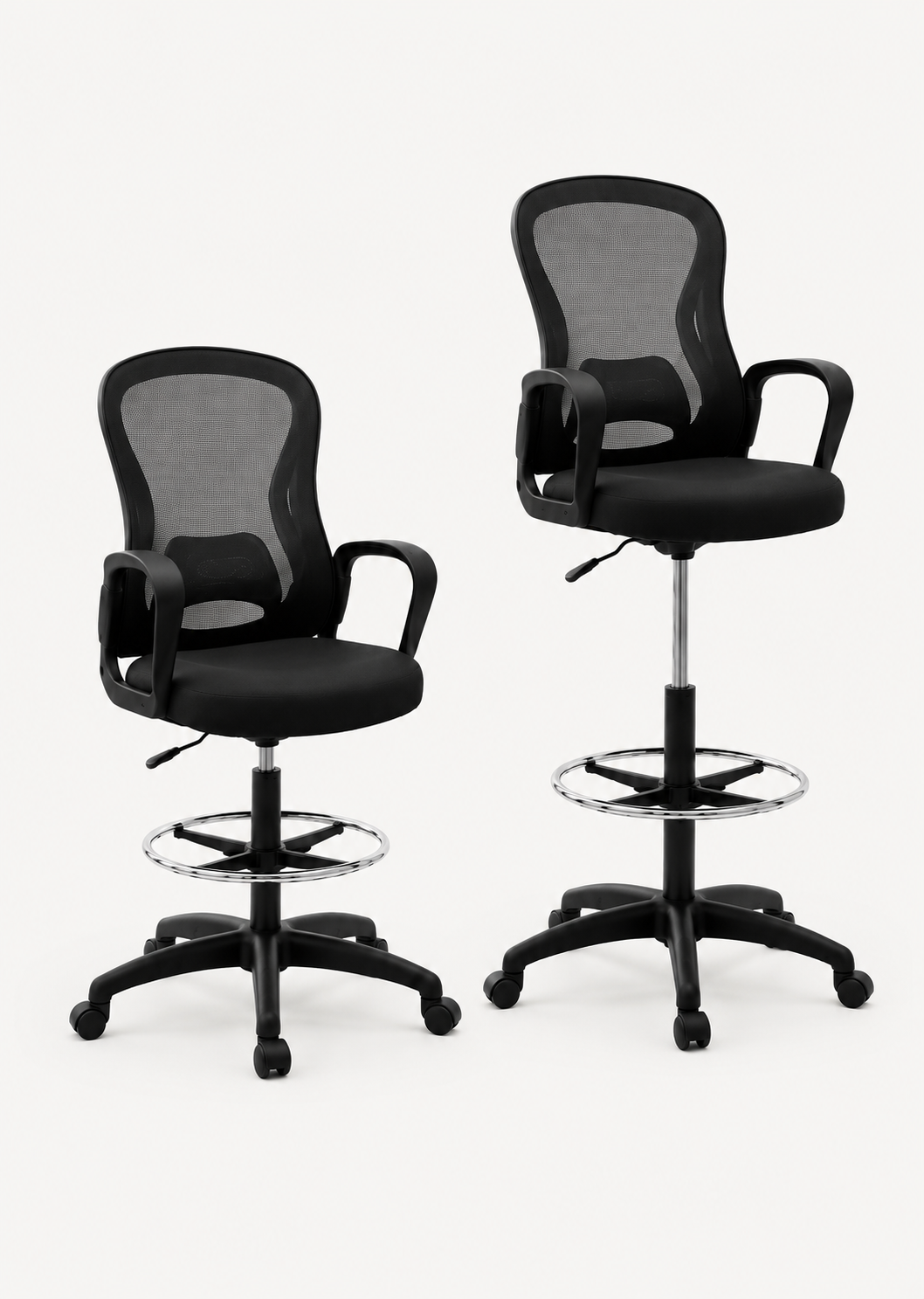 HighDesk Duo — Lot de 2 chaises de bureau assis-debout avec repose-pieds