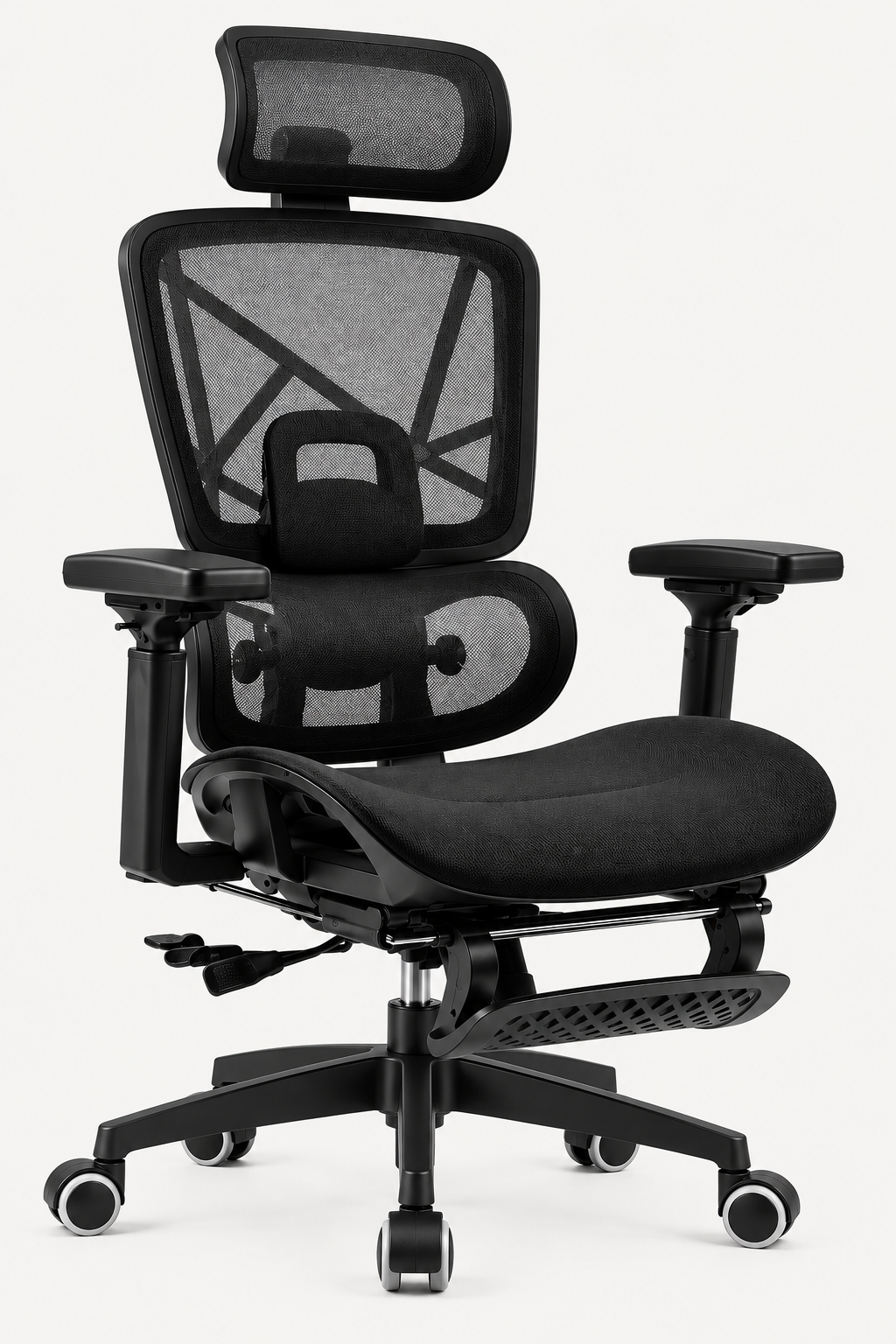 DualBack Elite — Fauteuil de bureau ergonomique à dossier double et accoudoirs 4D mesh noir, haut de gamme