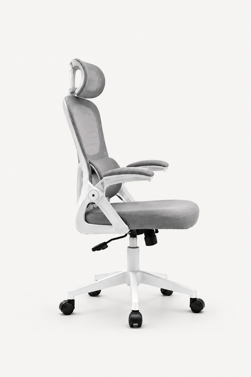 PureMesh Air — Fauteuil de bureau ergonomique en maille blanc et gris