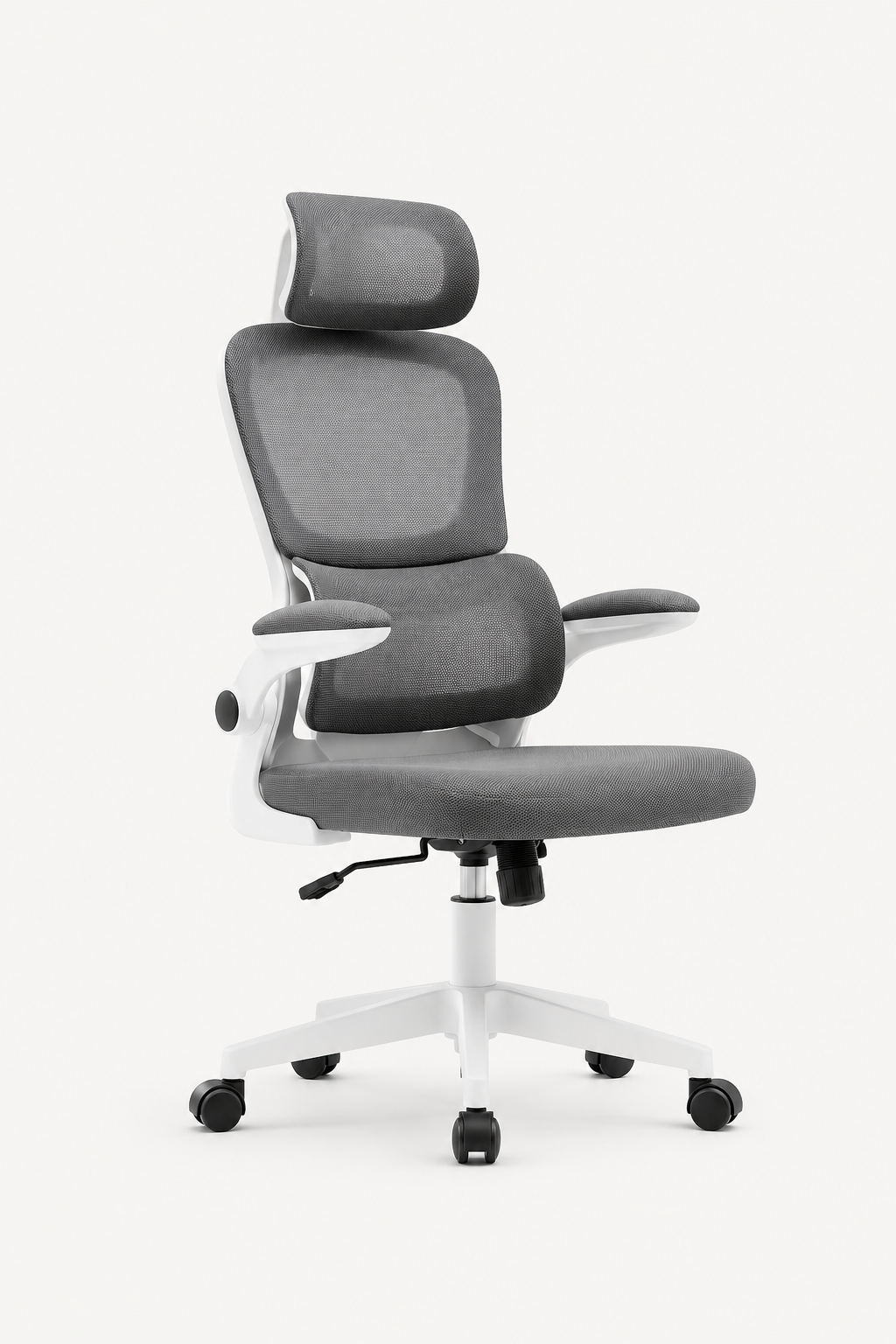 PureMesh Air — Fauteuil de bureau ergonomique en maille blanc et gris