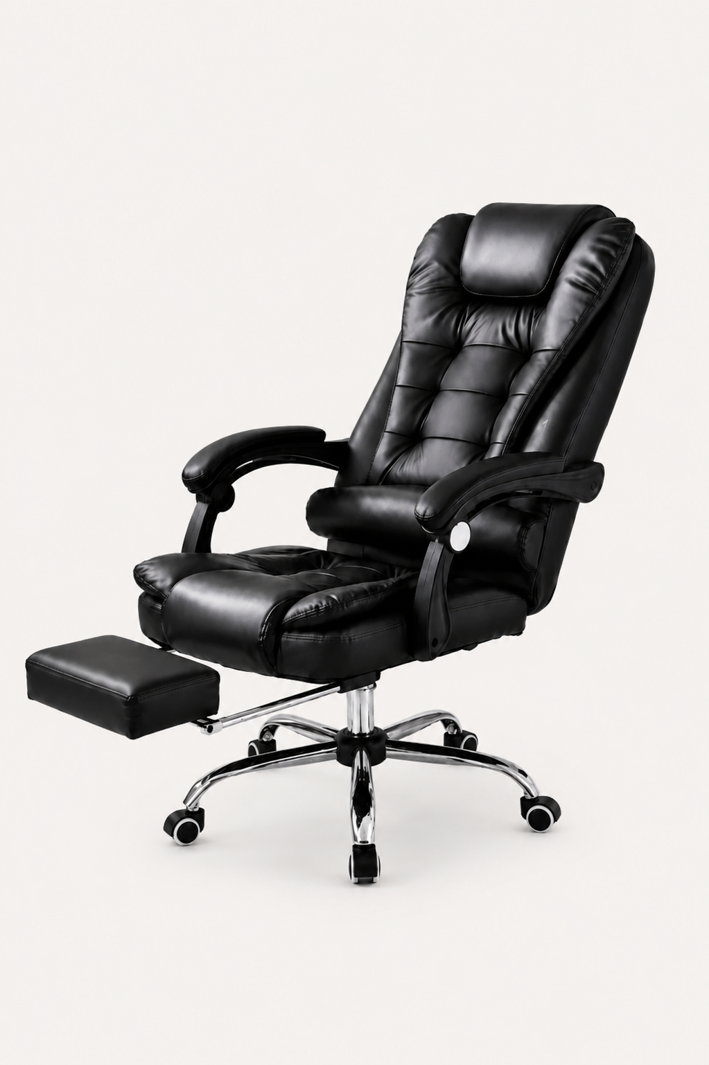 RecliMax 170 — Fauteuil de bureau matelassé avec repose-pieds escamotable similicuir, inclinaison 170°