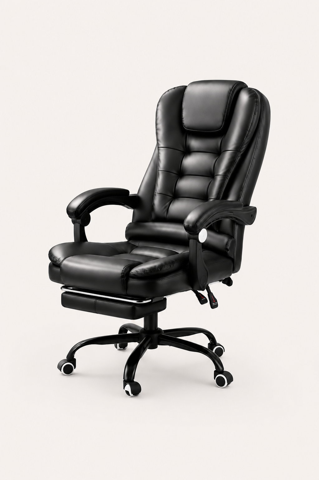 RecliMax 170 — Fauteuil de bureau matelassé avec repose-pieds escamotable similicuir, inclinaison 170°