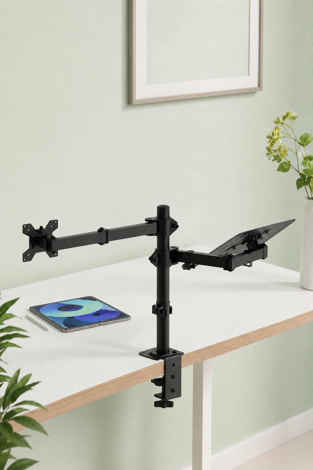 DeskArm Combo — Support double bras pour écran et ordinateur portable