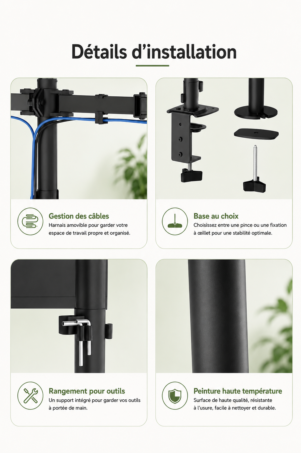 DeskArm Combo — Support double bras pour écran et ordinateur portable