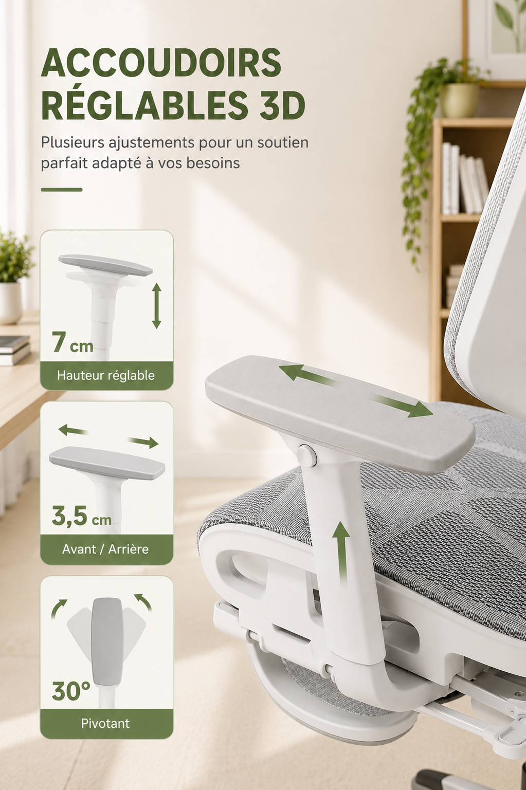 Ergo Recline 135 — Fauteuil de bureau multi-positions avec repose-pieds