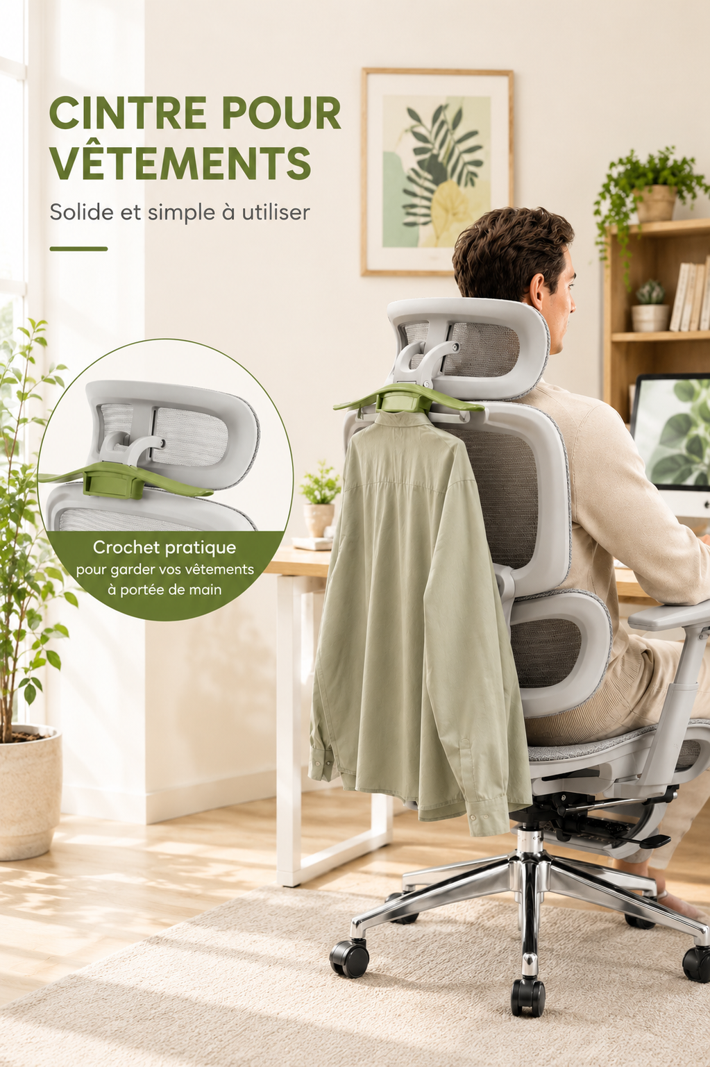 Ergo Recline 135 — Fauteuil de bureau multi-positions avec repose-pieds