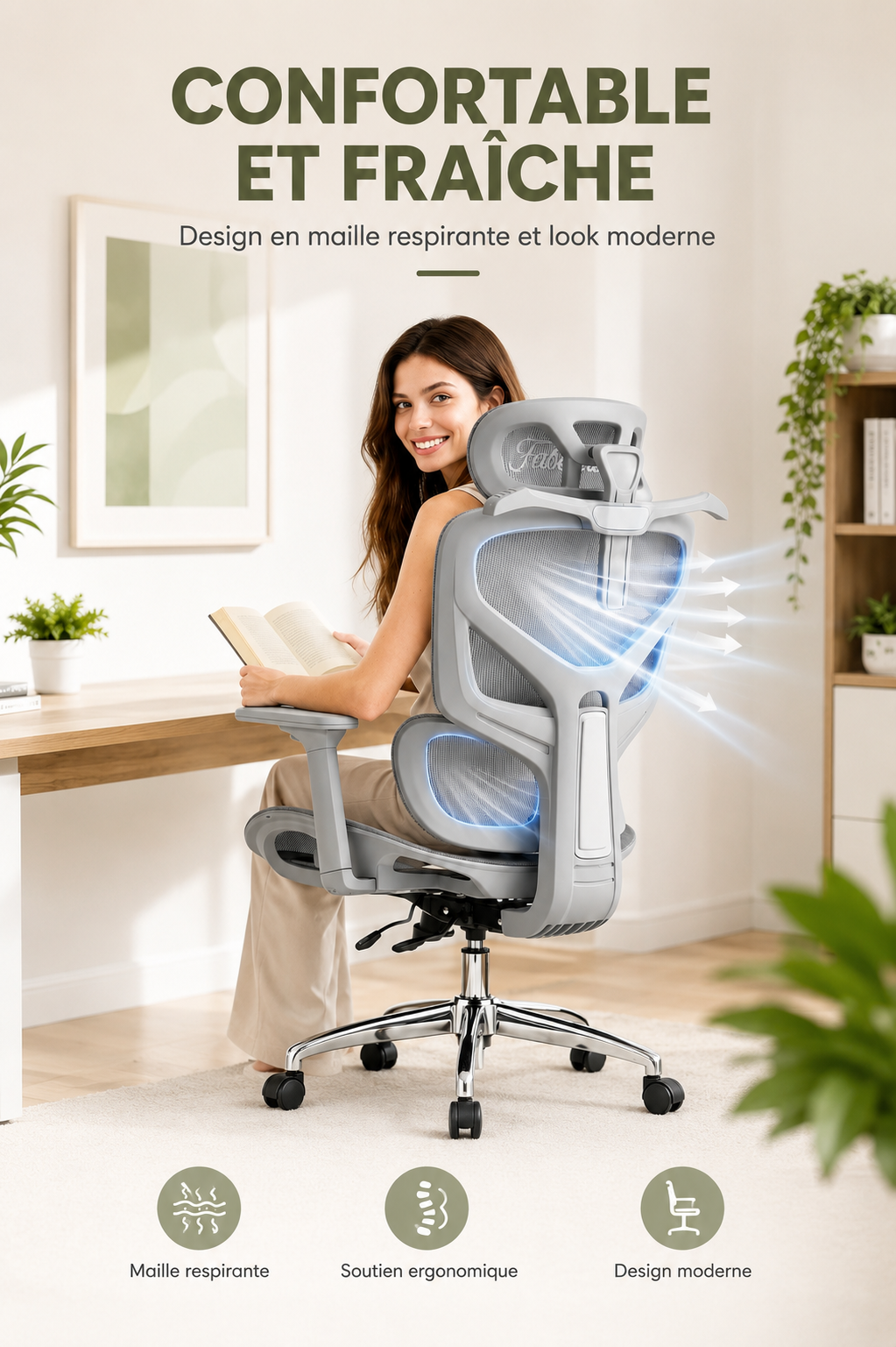 Ergo Recline 135 — Fauteuil de bureau multi-positions avec repose-pieds
