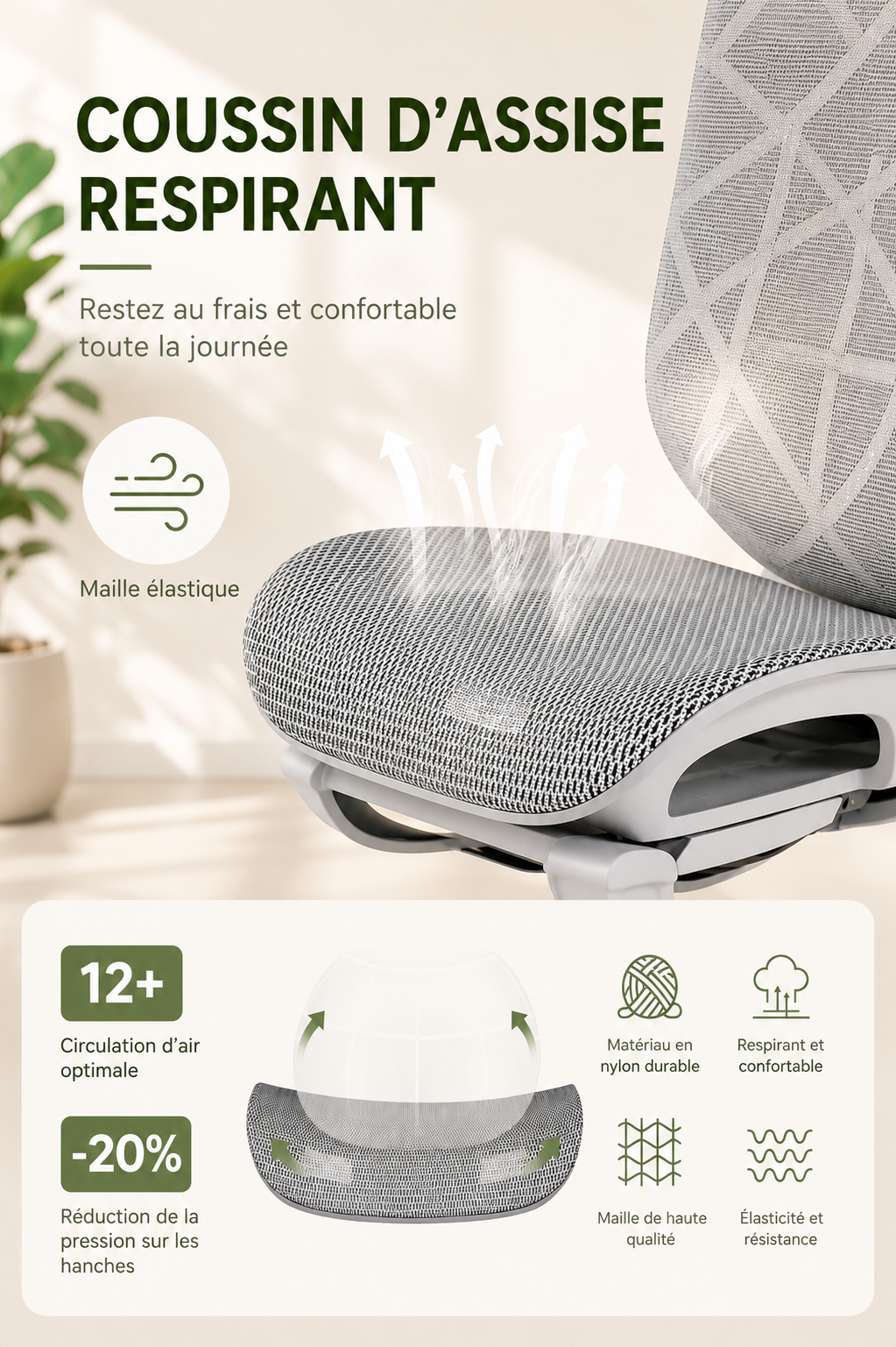 Ergo Recline 135 — Fauteuil de bureau multi-positions avec repose-pieds