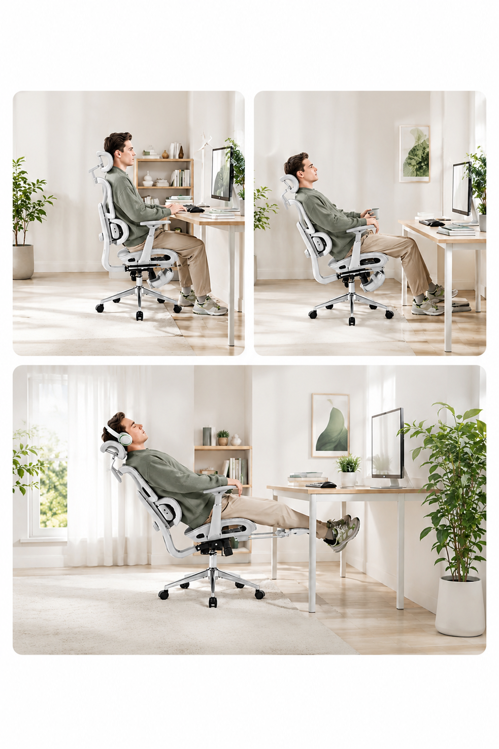 Ergo Recline 135 — Fauteuil de bureau multi-positions avec repose-pieds