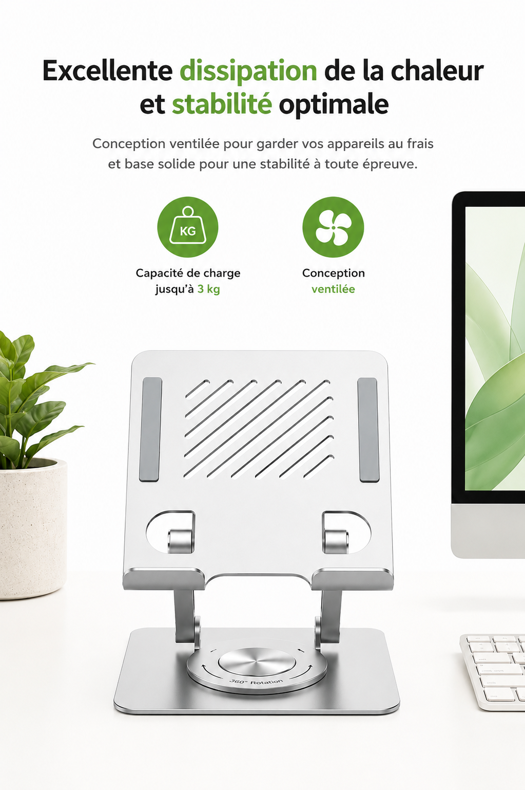 FoldStand Air — Support pliable en aluminium pour tablette et ordinateur portable