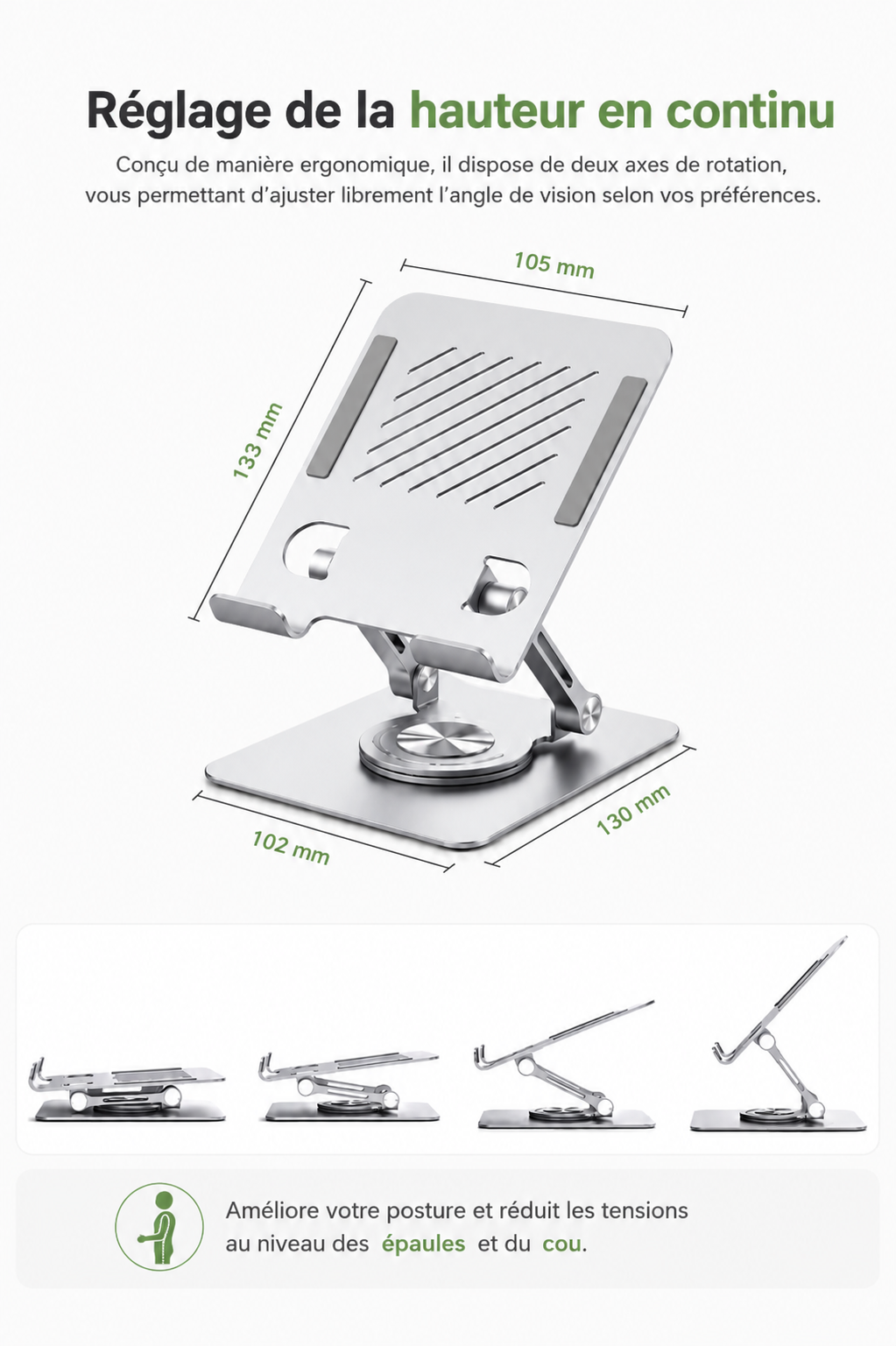 FoldStand Air — Support pliable en aluminium pour tablette et ordinateur portable