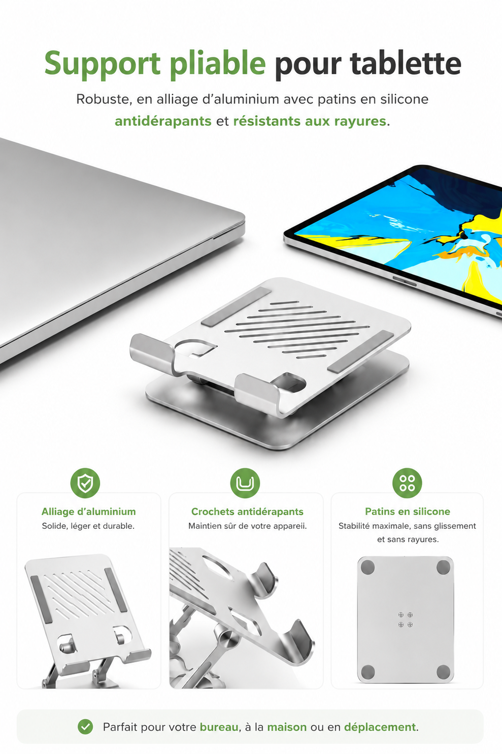 FoldStand Air — Support pliable en aluminium pour tablette et ordinateur portable