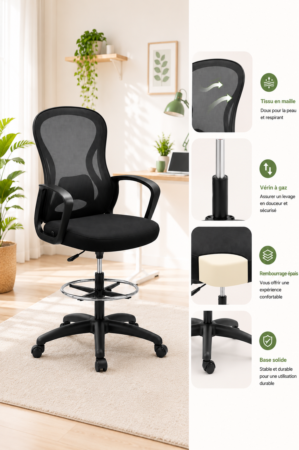 HighDesk Duo — Lot de 2 chaises de bureau assis-debout avec repose-pieds