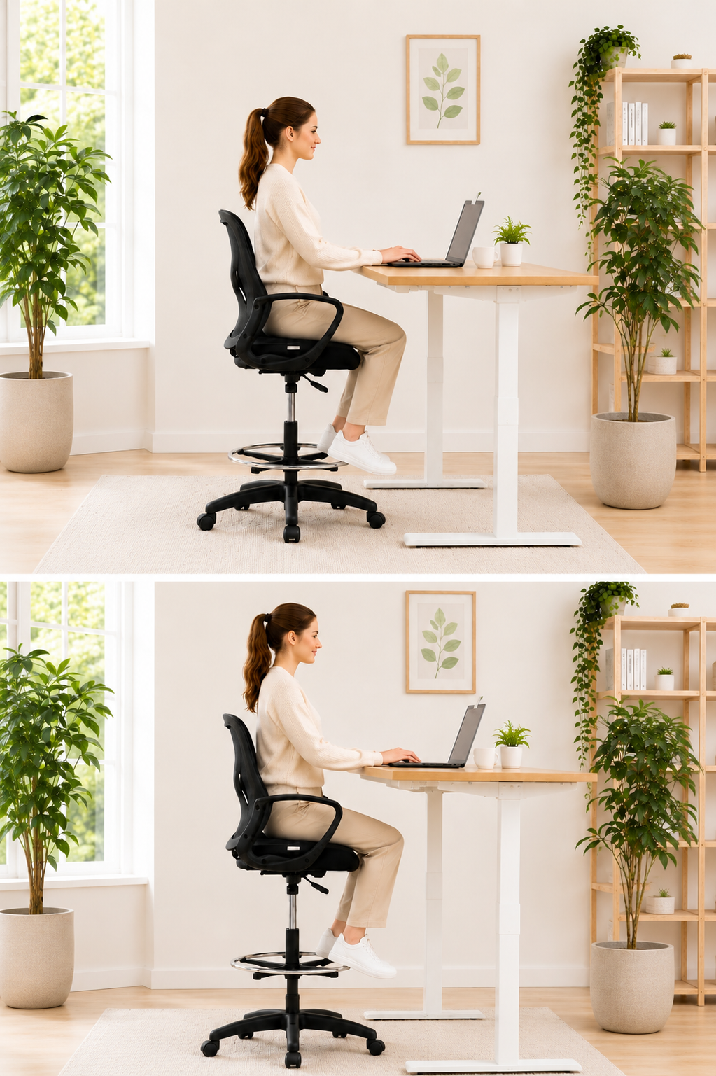 HighDesk Duo — Lot de 2 chaises de bureau assis-debout avec repose-pieds
