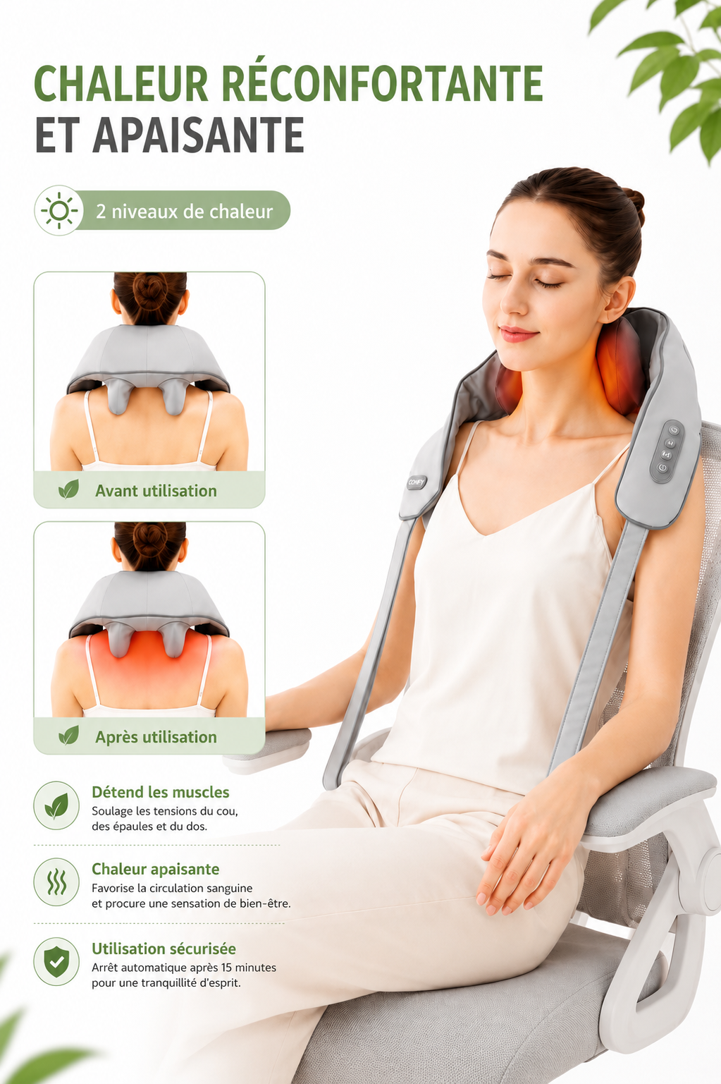 NeckEase 6D — Appareil de massage nuque et épaules chauffant