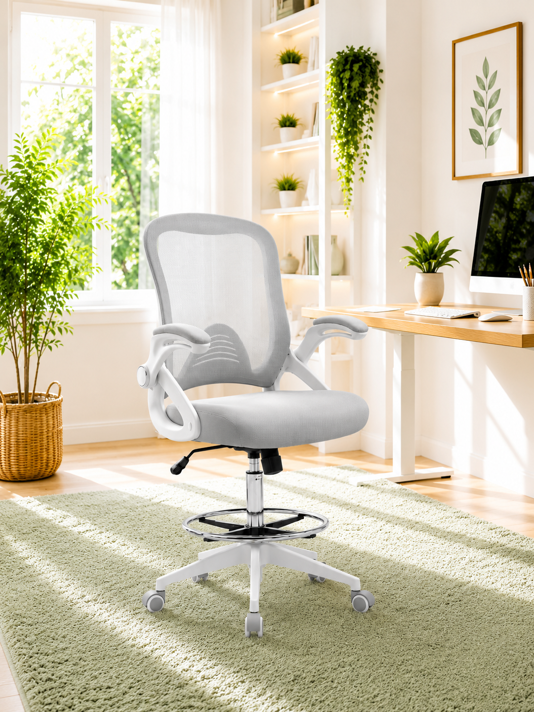 StandRest 78 — Chaise de bureau assis-debout avec repose-pieds réglable