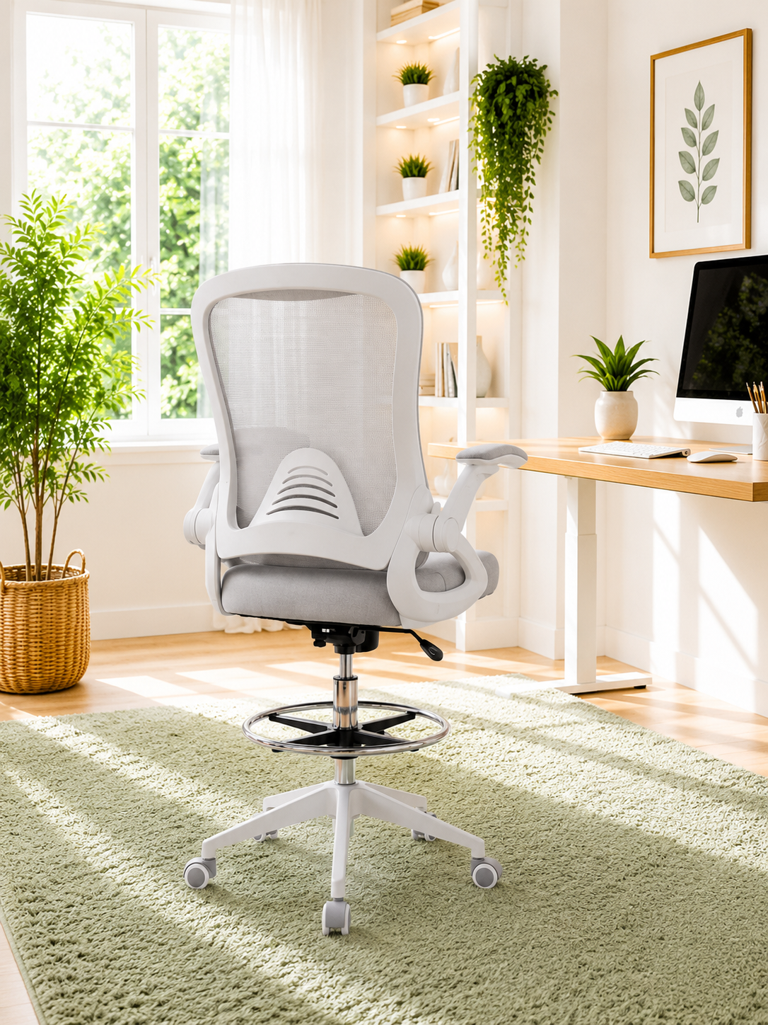 StandRest 78 — Chaise de bureau assis-debout avec repose-pieds réglable