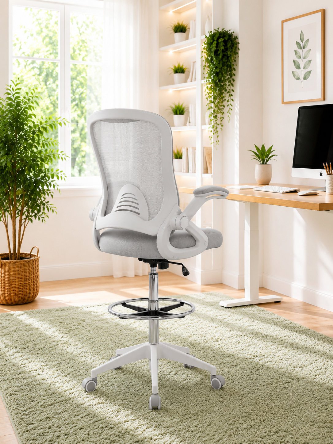 StandRest 78 — Chaise de bureau assis-debout avec repose-pieds réglable